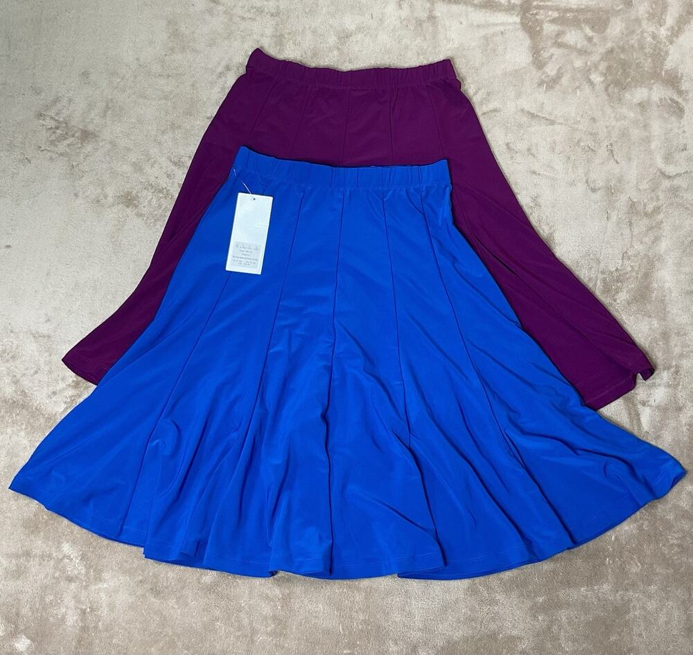 Rekucci Skirts XS Lot 2 Blue Wine Pull On Stretch Flare A Line 1 New With Tags